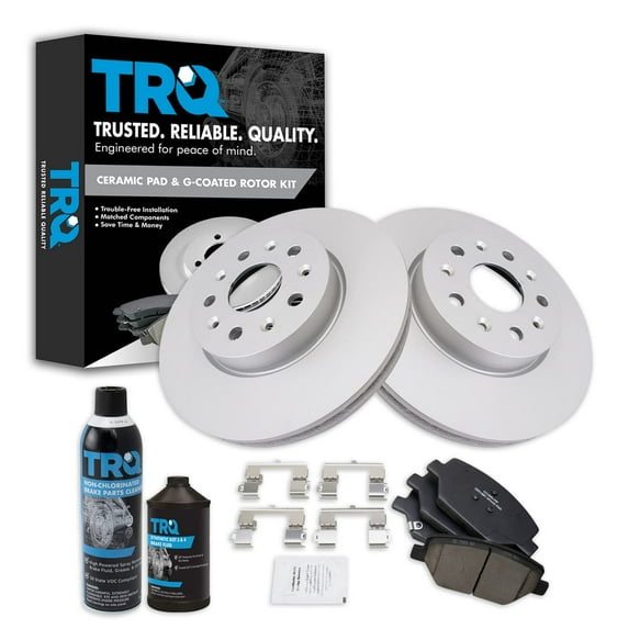TRQ Front Ceramic Brake Pad & Coated Rotor Kit with Fluids for Chevrolet Camaro BKA24676 Fits select: 2017 CHEVROLET CAMARO LS/LT, 2018 CHEVROLET CAMARO LS