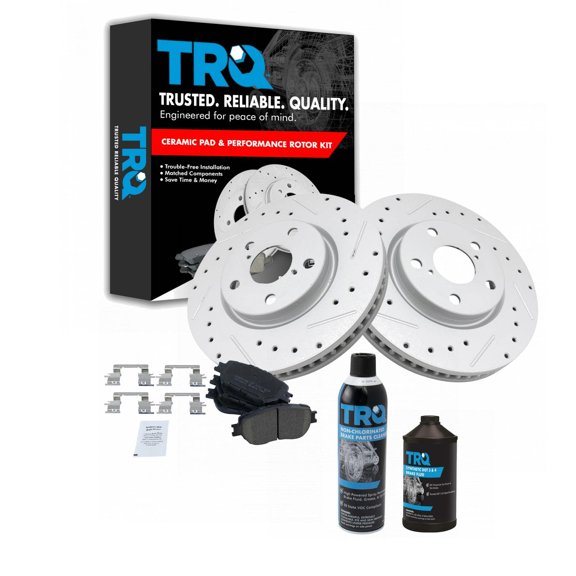 TRQ Front Ceramic Brake Pad & Performance Coated Rotor Kit w/Chemicals BKA15407 Fits select: 2009-2013 LEXUS IS, 2006 LEXUS GS