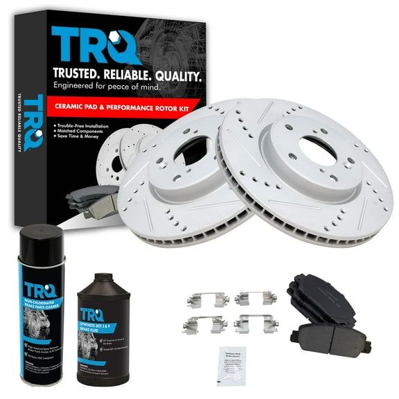 TRQ Front Ceramic Brake Pad & Performance Coated Rotor Kit w/Chemicals BKA16274 Fits select: 2013-2015 HONDA ACCORD SPORT, 2018 HONDA ACCORD LX