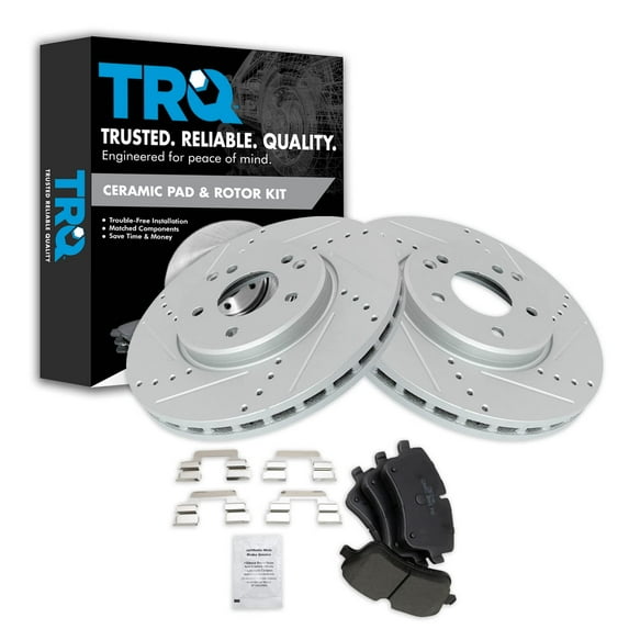 TRQ Front Ceramic Brake Pad & Performance Rotor Kit Fits Select Mercedes Benz