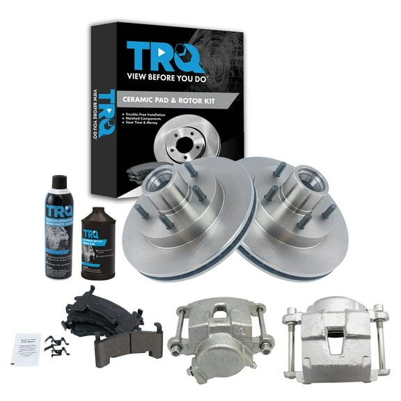 TRQ Front Ceramic Brake Pad Rotor & Caliper Kit w/Chemicals BKA16254 Fits select: 1994-2002 CHEVROLET S TRUCK, 1994-2003 GMC SONOMA
