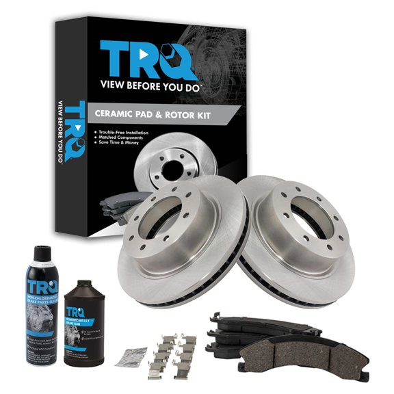 TRQ Front Ceramic Brake Pad & Rotor Kit w/Chemicals for Nissan NV Van BKA15735