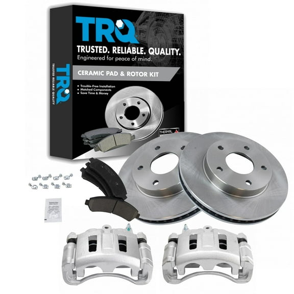 TRQ Front Ceramic Brake Pads Rotors & Calipers Kit Fits Select GM SUV Truck New