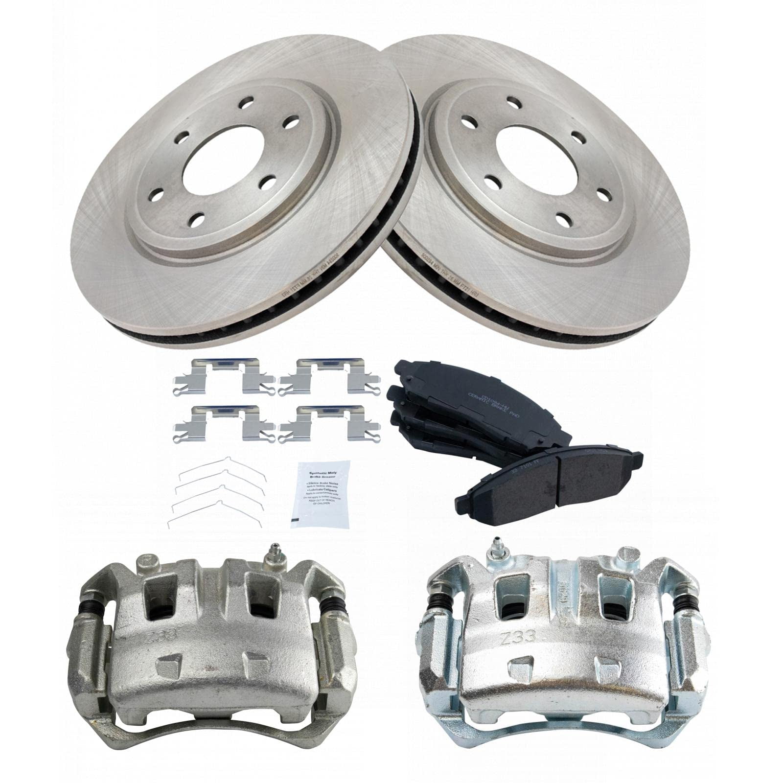 TRQ Front Brake Pad & Rotor Kit Brake Caliper Brake Pads