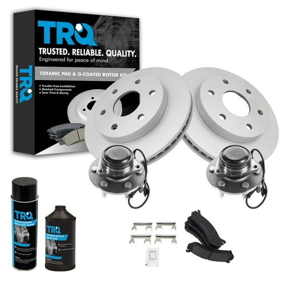 TRQ Front Ceramic Disc Brake Pad Coated Rotor & Hub Kit w/Chemicals BKA23763 Fits select: 1999-2004,2007 CHEVROLET SILVERADO