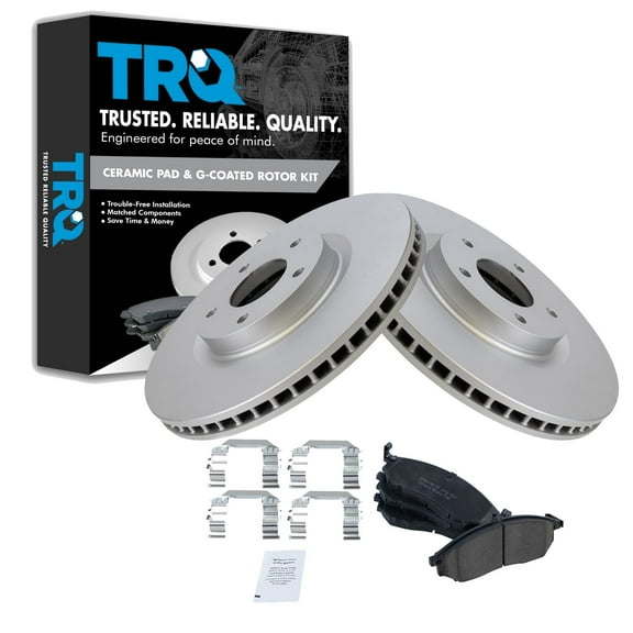 TRQ Front Ceramic Disc Brake Pad & Coated Rotor Kit Fits Select Infiniti Nissan