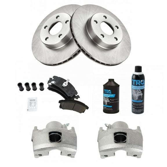 TRQ Front Ceramic Disc Brake Pad Rotor & Calipers w/ Fluids for Buick Chevy Olds BKA10057 Fits select: 1996-2005 CHEVROLET CAVALIER, 1995-2005 PONTIAC SUNFIRE