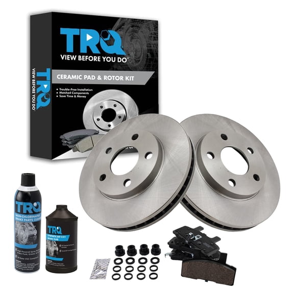 TRQ Front Ceramic Disc Brake Pad & Rotor Kit w/Chemicals for Deville Fleetwood BKA15730 Fits select: 1990-1993 CADILLAC DEVILLE, 1990-1992 CADILLAC FLEETWOOD