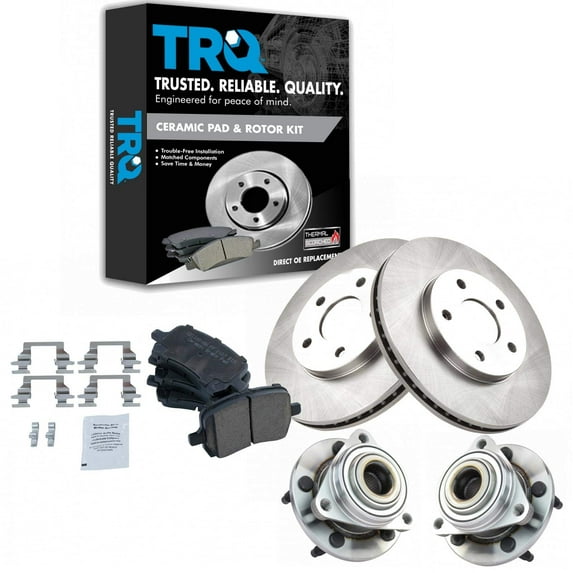 TRQ Front Ceramic Disc Brake Pad Rotor & Wheel Hub Kit w/Chemicals for Chevy HHR BKA18342 Fits select: 2006-2008 CHEVROLET HHR
