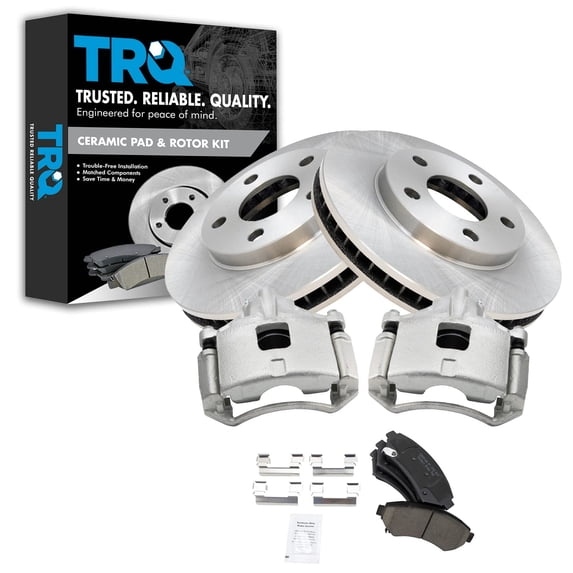 TRQ Front Ceramic Disc Brake Pads Rotors & Calipers Fits Select Buick Chevy Olds Pontiac
