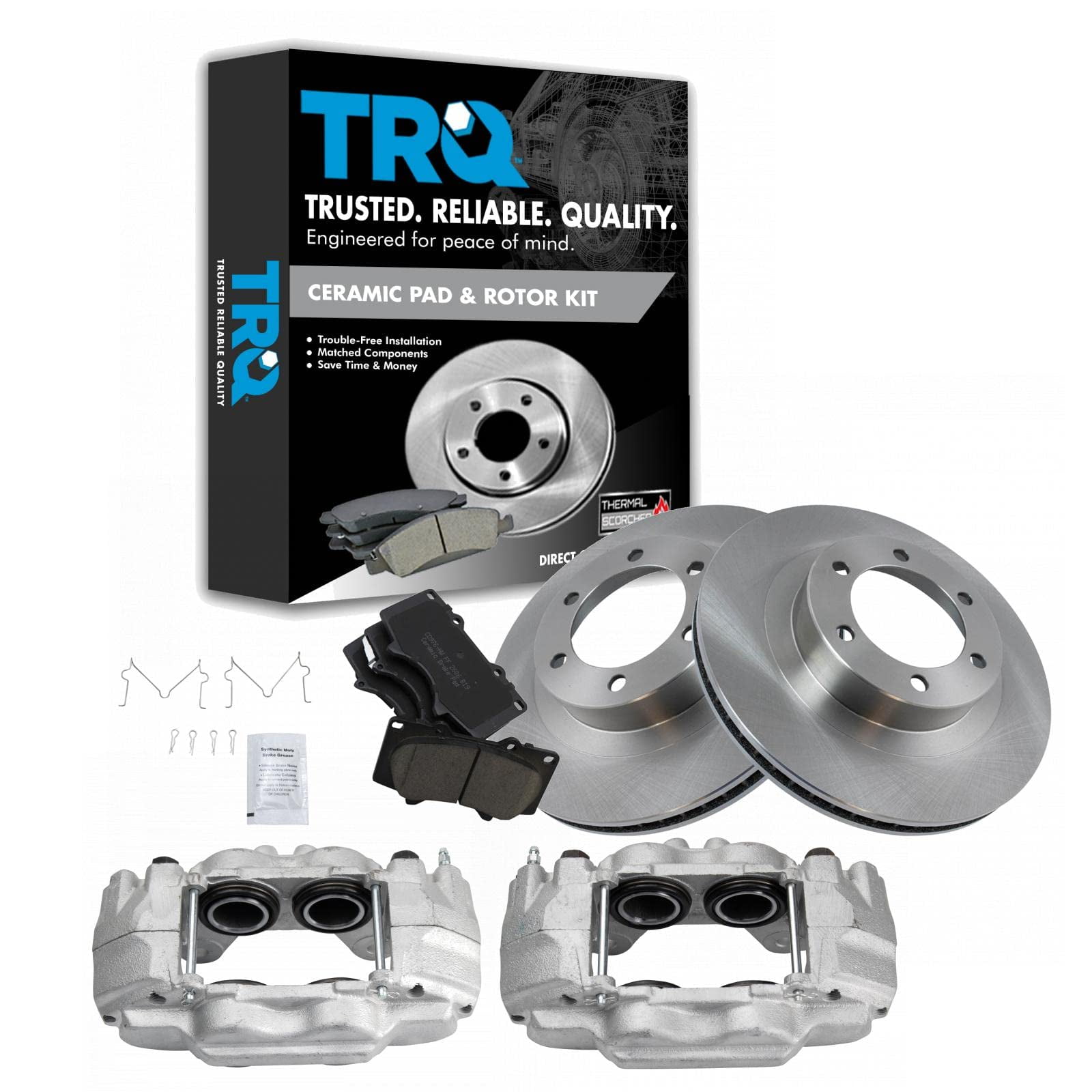 TRQ Front Brake Pad & Rotor Kit Brake Caliper Brake Pads Brake Rotor