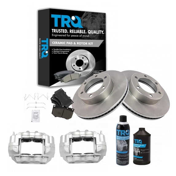 TRQ Front Ceramic Disc Brake Pads Rotors & Calipers w/ Fluids for Tundra Sequoia BKA19206 Fits select: 2000-2003 TOYOTA TUNDRA, 2001-2003 TOYOTA SEQUOIA