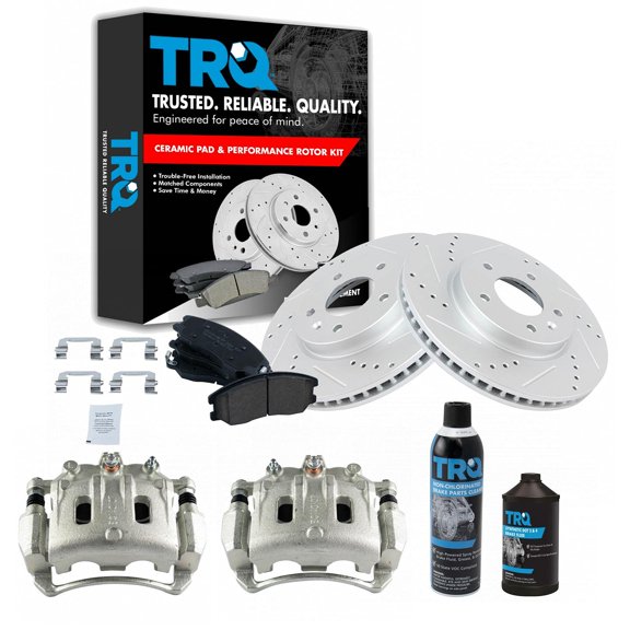 TRQ Front Ceramic Pad Coated Rotor & Calipers Kit w/Chemicals BKA18171 Fits select: 2008-2010 SATURN VUE, 2007-2009 CHEVROLET EQUINOX