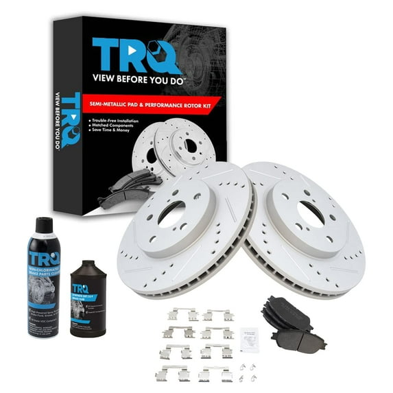 TRQ Front Ceramic Pad & Performance Coated Rotor Kit w/Chemicals BKA15426 Fits select: 2004-2010 TOYOTA SIENNA, 2005-2007 TOYOTA AVALON