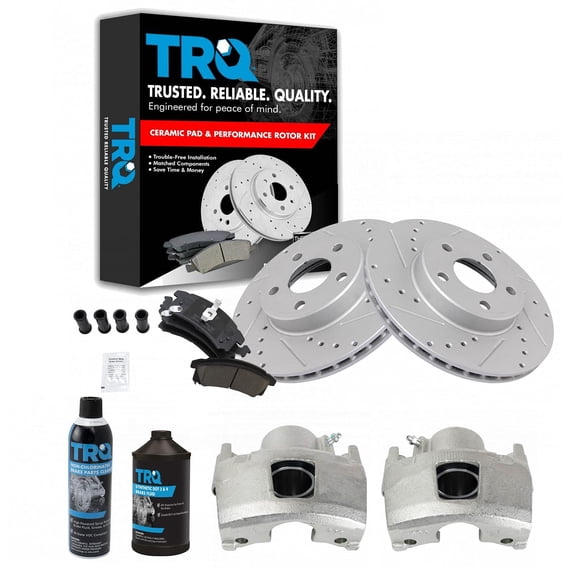 TRQ Front Ceramic Pads Performance Rotors & Caliper Kit for Buick Chevy Olds BKA10060 Fits select: 1996-2005 CHEVROLET CAVALIER, 1995-2005 PONTIAC SUNFIRE