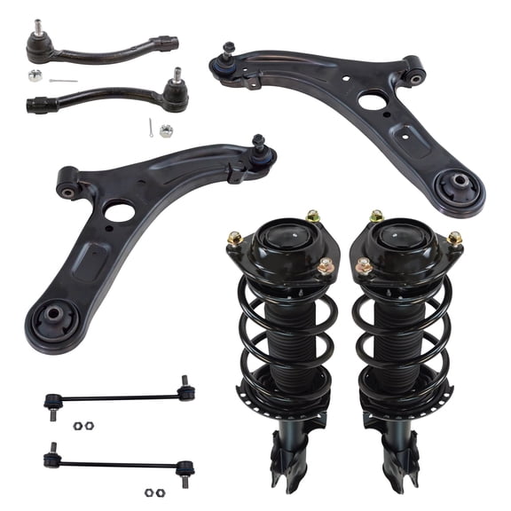 TRQ Front Steering & Suspension Kit Complete Strut & Coil Spring Assembly Control Arm with Ball Joint Sway Bar Stabilizer Link Tie Rod Fits 2011-2016 Hyundai Elantra HY4511103