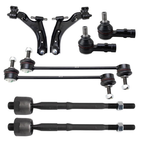 TRQ Front Steering and Suspension Kit Control Arms with Ball Joints Tie Rods Sway Bar Links Fits 2013-2015 Chevrolet Spark 2014-2016 Spark EV