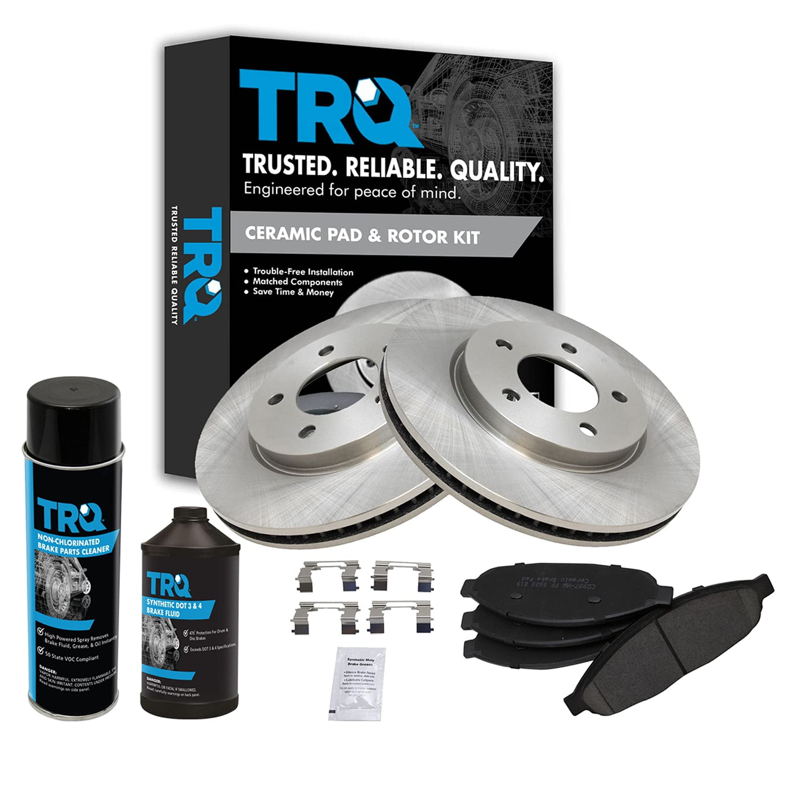 TRQ Front Disc Brake Pad & Rotor Kit w/Chemicals for 0408 Pacifica BKA17141 Fits select 2004