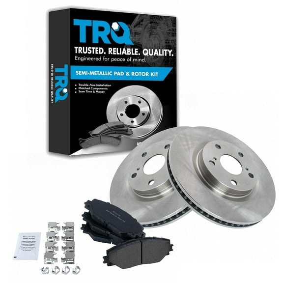 TRQ Front Disc Brake Rotor & Metallic Brake Pad Kit Set Fits Select 2009-2013 Toyota Marix / 2006-2018 Toyota Rav4 / 2011-2016 Scion tC / 2009-2010 Pontiac Vibe