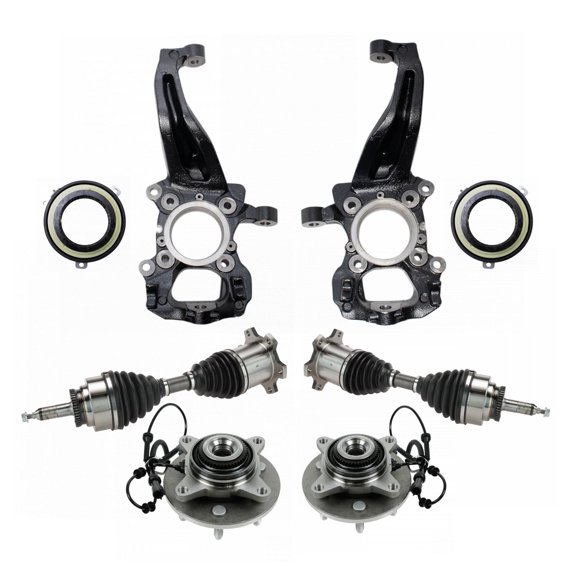 TRQ Front Drivetrain Kit Auto-Locking Hub Actuator CV Axle Shaft Assembly Steering Knuckle Wheel Hub Bearing Assembly Fits 2004-2005 Ford F-150