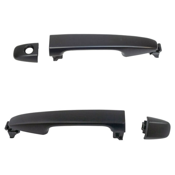 TRQ Front Exterior Outside PTM Black Door Handle LH RH Pair 2pc Set for Camry DHA37204