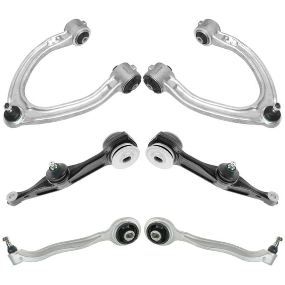 TRQ Front Lower Upper Control Arm Ball Joint Suspension Set 6pc for W215 W220 PSA86651