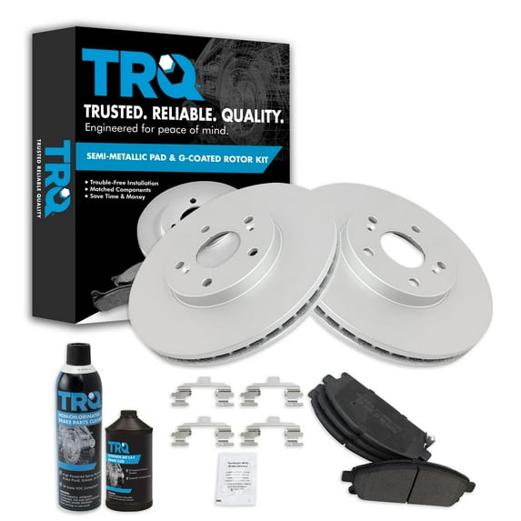 TRQ Front Metallic Brake Pad & Coated Rotor Kit w/Chemicals for 03-06 Acura MDX BKA23757