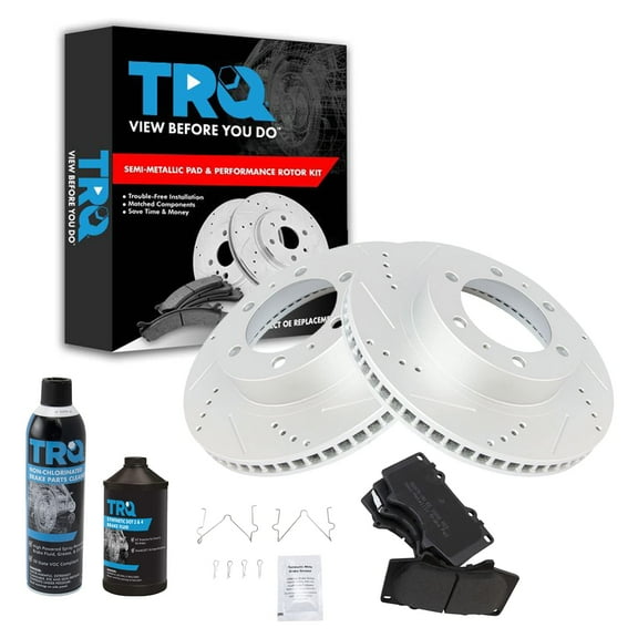 TRQ Front Metallic Brake Pad & Performance Coated Rotor Kit w/Chemicals BKA17481 Fits select: 2003-2009 TOYOTA 4RUNNER, 2007-2014 TOYOTA FJ CRUISER