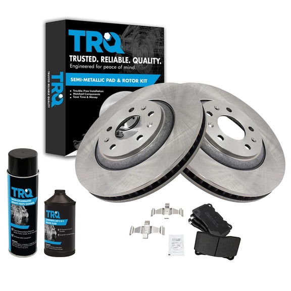 TRQ Front Metallic Brake Pad & Rotor Kit w/Chemicals for Caddy CTS-V STS-V STS BKA15372 Fits select: 2004-2005 CADILLAC CTS, 2006-2007 CADILLAC CTS-V