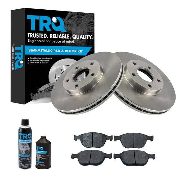 TRQ Front Metallic Brake Pad & Rotor Kit w/Fluids for 10-12 Ford Transit Connect BKA18162