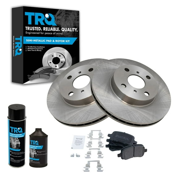 TRQ Front Metallic Brake Pad & Rotor Kit w/Fluids for 98-02 Toyota Corolla Prizm BKA17814