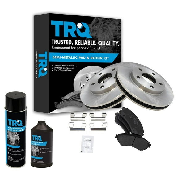 TRQ Front Metallic Brake Pad & Rotor Kit w/Fluids for Buick Chevy Olds Pontiac BKA17588 Fits select: 2000-2005 BUICK LESABRE, 1997-2005 BUICK CENTURY