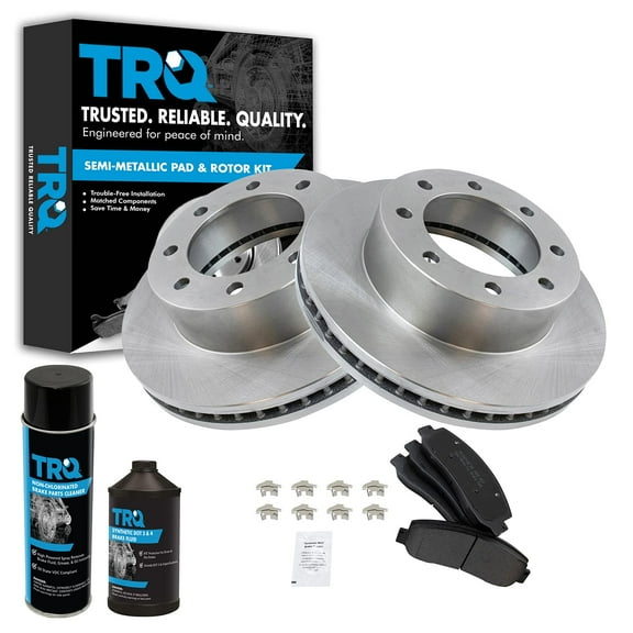 TRQ Front Metallic Brake Pad & Rotor Kit w/Fluids for Ford Super Duty BKA17356 Fits select: 2005-2012 FORD F250, 2005-2012 FORD F350
