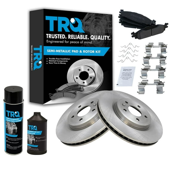 TRQ Front Metallic Brake Pad & Rotor Kit w/Fluids for Taurus Flex Lincoln MKS BKA15964 Fits select: 2011-2014 FORD EXPLORER, 2009-2019 FORD FLEX