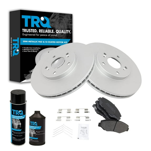 TRQ Front Metallic Brake Pad & Rotor Pair Kit w/Chemicals for 03-08 Honda Pilot BKA17825