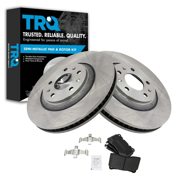 TRQ Front Metallic Disc Brake Pads & 2 Rotors Kit Set Fits Select Caddy CTS-V STS-V STS