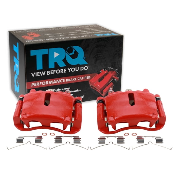 TRQ Front Performance Brake Caliper Set Red Compatible with 2004-2008 Ford F-150 2004 F-150 Heritage 2006-2008 Lincoln Mark LT