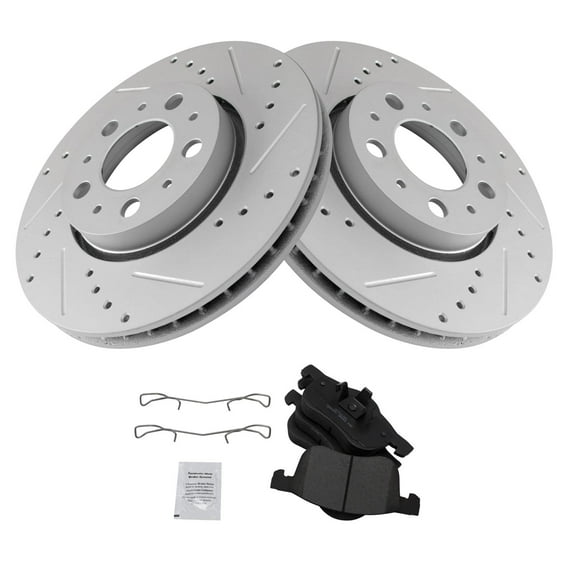 TRQ Front Performance Brake Pad & Rotor Kit Brake Pads Brake Rotors Set Ceramic Fits Select 2001-2009 Volvo S60 1999-2006 S80 2001-2007 V70 2003-2007 XC70