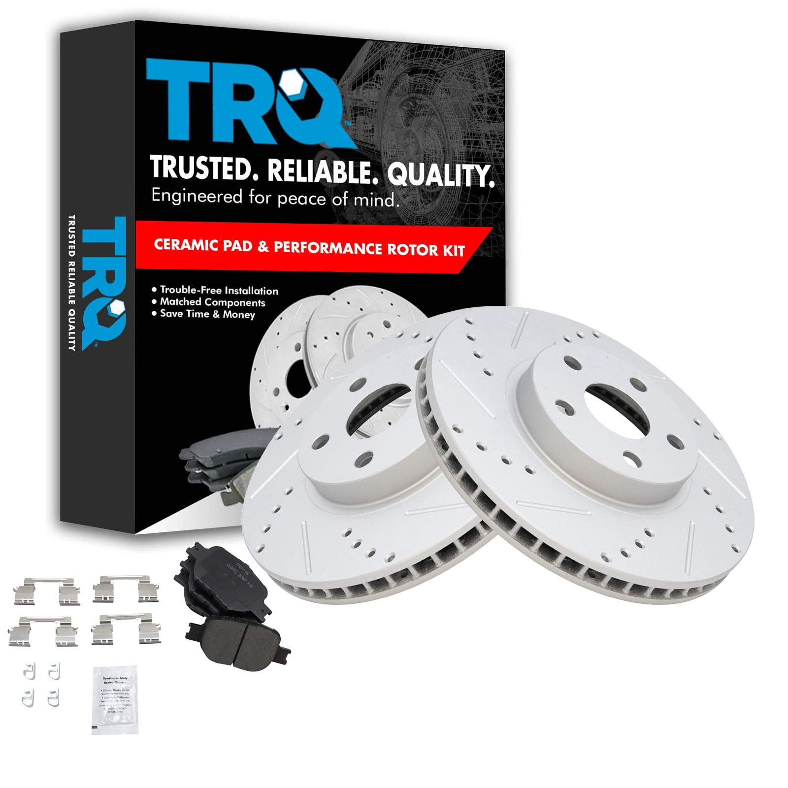 TRQ Front Performance Brake Pad & Rotor Kit Brake Pads Brake Rotors Set ...