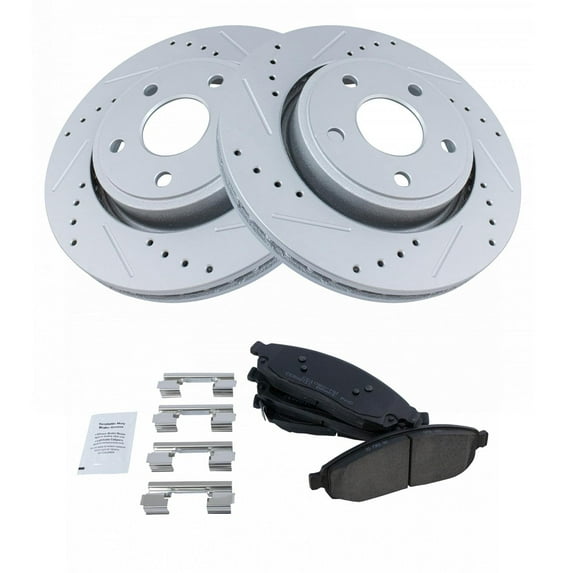 TRQ Front Performance Brake Pad & Rotor Kit Brake Pads Brake Rotors Set Ceramic Premium G-Coated Fits Select 2006-2010 Jeep Commander 2005-2010 Grand Cherokee
