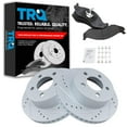 thumbnail image 1 of TRQ Front Performance Brake Pad & Rotor Kit Brake Pads Brake Rotors Set Semi-Metallic Premium G-Coated Fits Select 1999-2001 Jeep Cherokee 1997-2006 Wrangler, 1 of 4