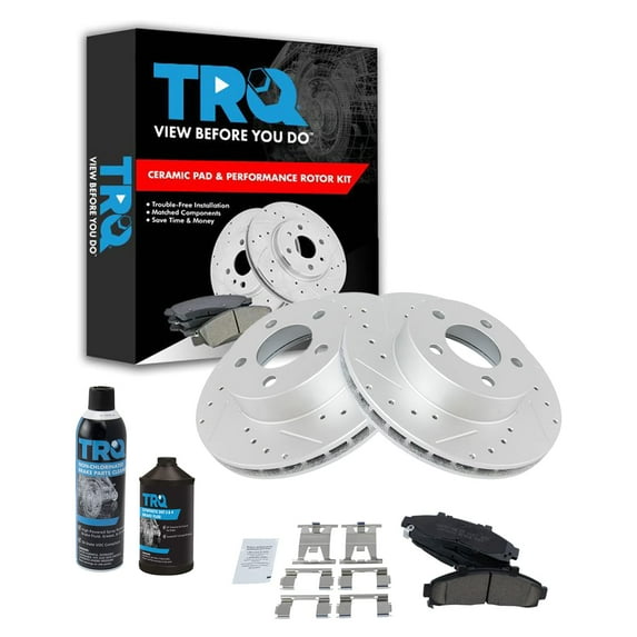 TRQ Front Performance & Brake Rotor & Ceramic Pad Kit w/Chemicals BKA18146 Fits select: 1998-2002 FORD RANGER, 1995-2001 FORD EXPLORER