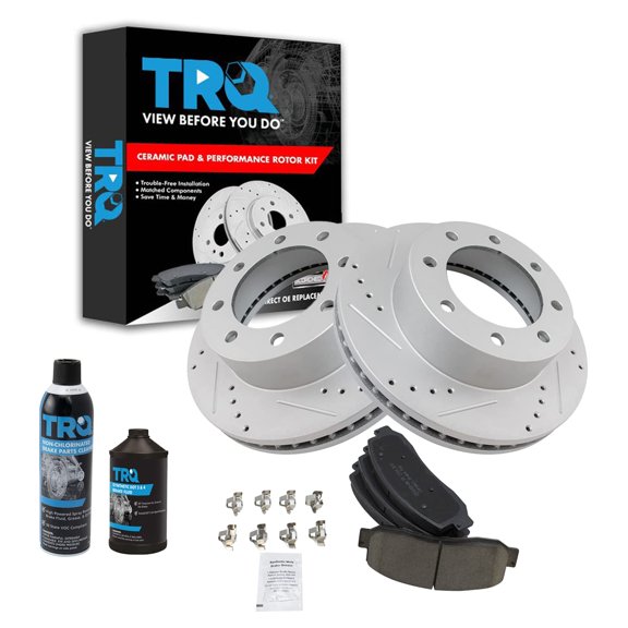 TRQ Front Performance Brake Rotor Coated & Ceramic Pad Kit w/Chemicals BKA15398 Fits select: 2005-2012 FORD F250, 2005-2012 FORD F350