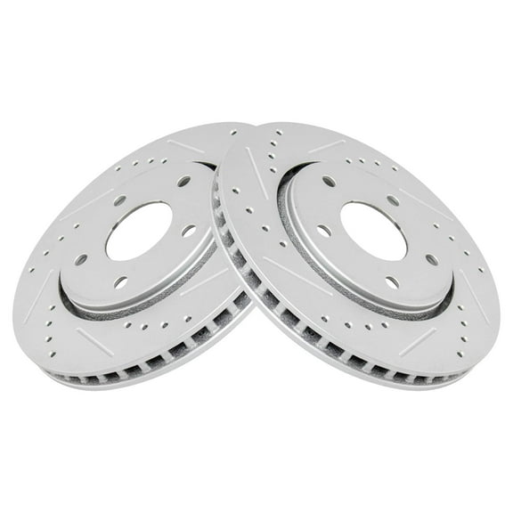 TRQ Front Performance Brake Rotor Drilled Slotted Pair Set for 2012-2014 Cargo Van / 2008-2016 Grand Caravan / 2009-2013 Journey / 2009-2014 Routan / 2008-2016 Town & Country