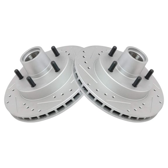 TRQ Front Performance Brake Rotor Drilled Slotted Pair Set for Chevy / Pontiac / GMC / Oldsmobile / Buick