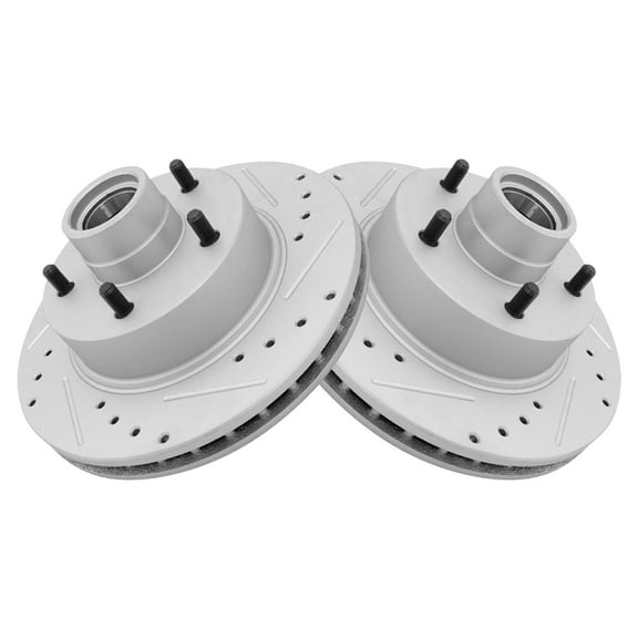 TRQ Front Performance Brake Rotor Drilled Slotted Pair Set for Oldsmobile / Buick / Pontiac / Chevy / GMC / Cadillac