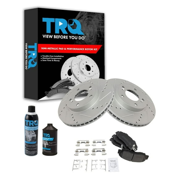 TRQ Front Performance & Brake Rotor & Metallic Pad Kit w/Chemicals BKA16161
