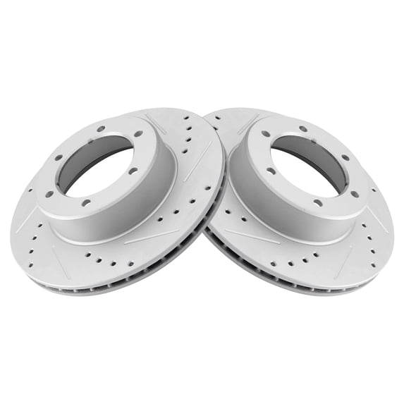 TRQ Front Performance Brake Rotors Set Premium G-Coated Cross Drilled & Slotted Fits Select 1986-1991 Toyota 4Runner 1986-1995 Pickup
