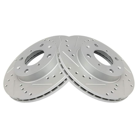 TRQ Front Performance Brake Rotors Set Premium G-Coated Cross Drilled & Slotted Fits Select 1990-2000 Honda Civic 1993-1997 Civic del Sol 1990-1991 CRX