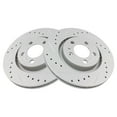 thumbnail image 1 of TRQ Front Performance Brake Rotors Set Premium G-Coated Cross Drilled & Slotted Fits Select 1998-2010 Volkswagen Beetle 1999-2006 Golf 1999-2005 Jetta, 1 of 5